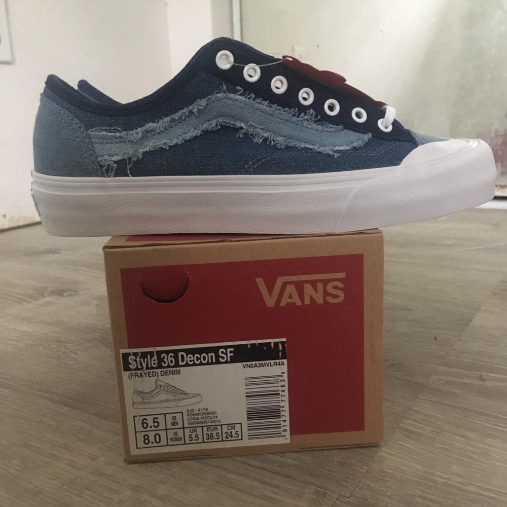 Frayed Denim Old Skool Vans 6.5 men 8 women’s